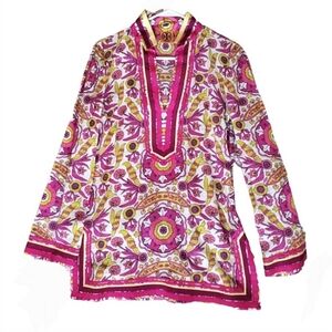 Tory Burch Floral Kaftan Tunic Top | Size 4